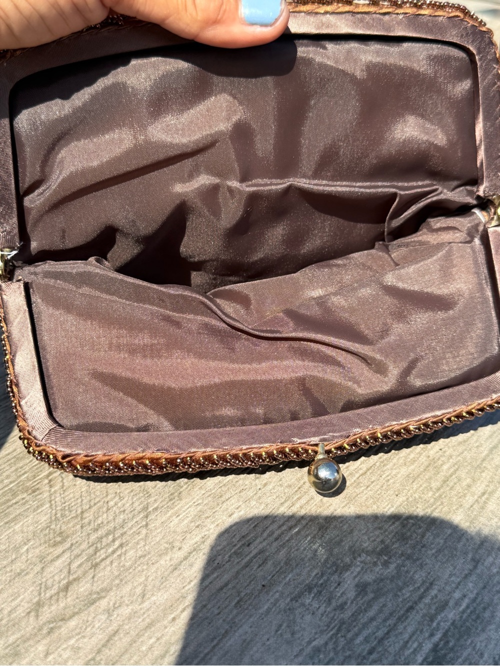 EUC Vintage Embellished Bronze Beaded Evening Clutch - Picture 7 of 10